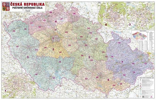 Nástěnná mapa PSČ České republiky PF350 140 x 90 cm