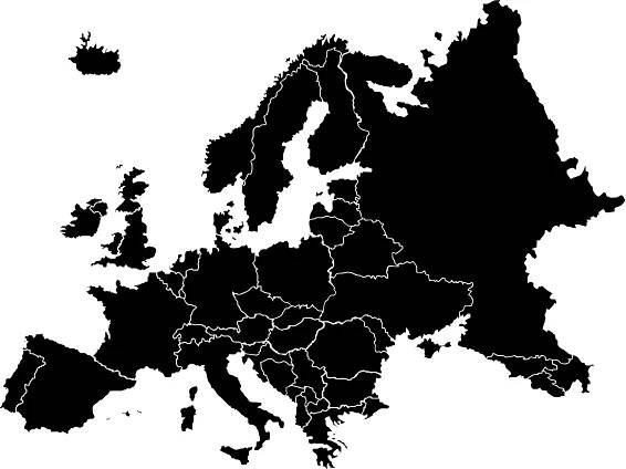 Vektorová ilustrace mapy Europa — Ilustrace
