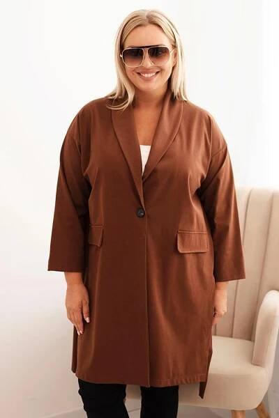 Oversize pelerína se zapínáním na knoflík model 23159 tmavě hnědá