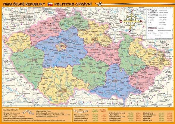 Mapa České republiky: Zeměpisná a politicko-správní - Euromedia Group od 39 Kč