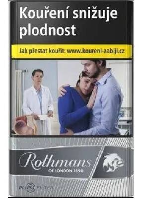 Kartonové balení tvrdá krabička cigarety s filtrem Rothmans of London Plus filter stříbrná kolek R 151 10x20ks