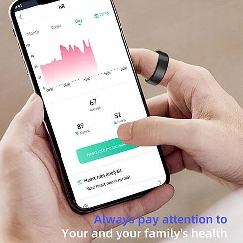 Smart Ring Tracker aktivity srdečního tepu, kyslíku, spánku, počítadlo kalorií R11M ROZ 9 Barva černá