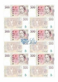 České platné bankovky 500,-Kč - líc a rub - A4 - 00218