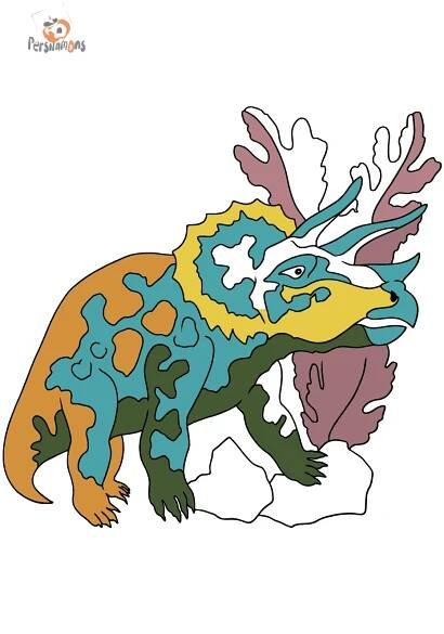 Omalovánka triceratops Online a Tisk zdarma pro děti!