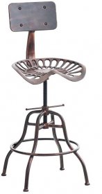 Industriální barová židle s opěradlem Essen - Bronzová