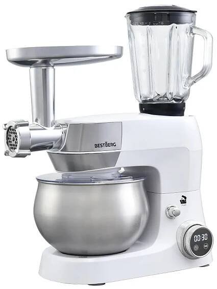 Multifunkční kuchyňský robot BestBerg BBR-1900P / 1900 W / 5 l / 12 rychlostí / perleťová bílá