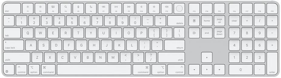 Apple Magic Keyboard Numeric Touch ID/Bezdrátová Bluetooth/US layout/Bílá