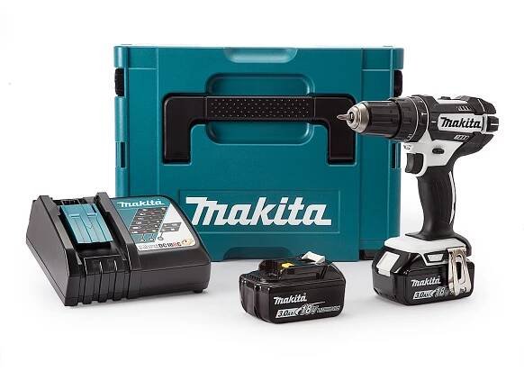 Makita DHP482RFWJ Combi Drill 18V Cordless LXT Li-ion White (2 x 3.0Ah Batteries)