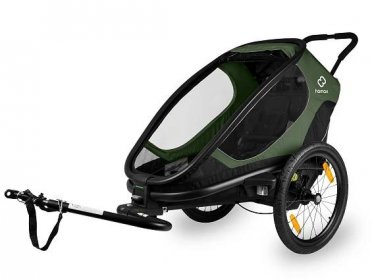 HAMAX Outback One - jednomístný vozík za kolo vč. ramena + kočárkový set - Green/Black, polohovací