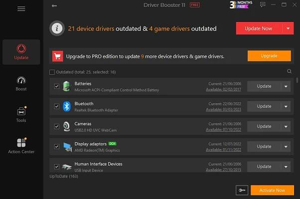 DriverBooster scan results