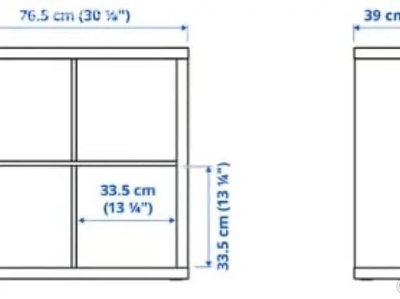 IKEA Kallax 2x2 s dvirky a vloznymi boxy