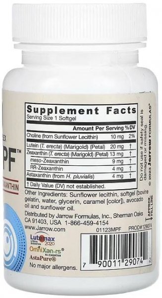 Jarrow Formulas, MaculaPF, karotenoidní komplex, 30 softgel kapslí