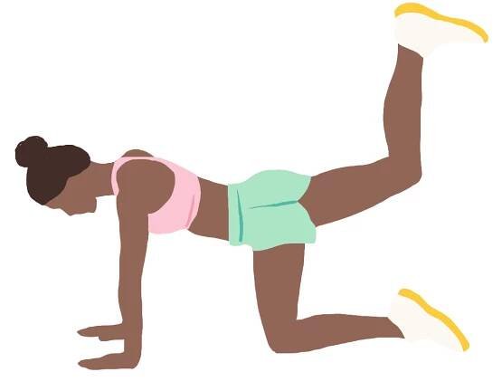 Hamstring Exercises: Donkey Kicks Illustration