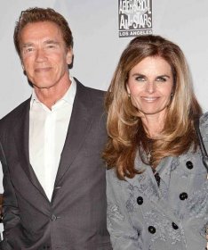 Arnold Schwarzenegger (L) and Maria Shriver (R) arrive at After-School All-Stars Hoop Heroes Salute launch party at Katsuya on February 18, 2011 in Los Angeles, California