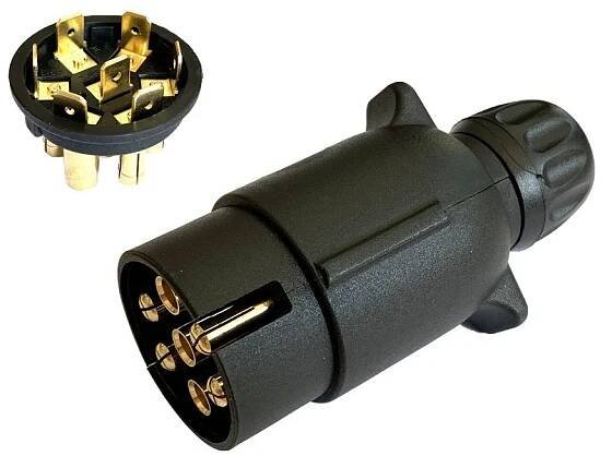Zástrčka - vidlice 7 pól 12V na konektory plast. pro jeden kabel