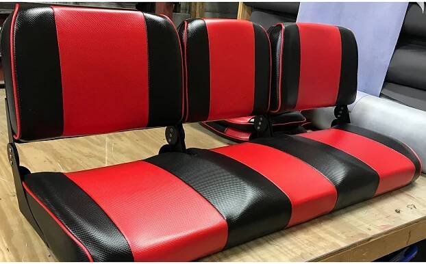 BOAT SEATS :: CUSTOM BENCH SEAT 2 COLOR 3 PC BACK - Black River Boats