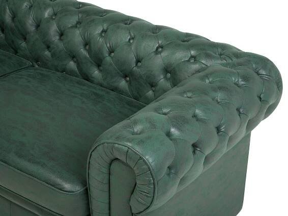 Čalouněná pohovka v zelené barvě imitace kůže CHESTERFIELD Materiál potahu umělá kůže