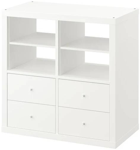 KALLAX policový díl, se 4 zásuvkami/se 2 vložkami do police bílá, 77x77 cm - IKEA