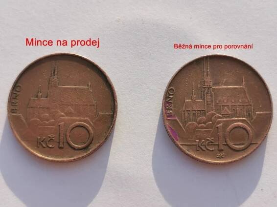 Mince 10Kč rok 1993 - mělká ražba - Numismatika