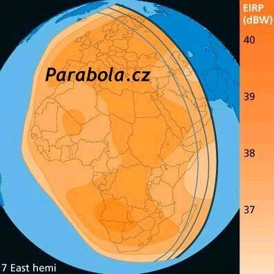 Pokrytí signálem satelitu NSS 7