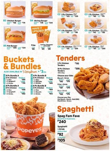 POPEYES FAVORITES MENU WITH PRICES-philippinesmenu.