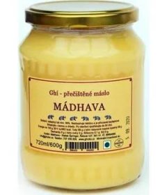 Přepuštěné máslo Mádhava GHÍ - přečištěné máslo 600g/720ml