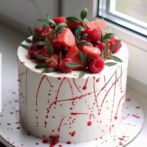 Image may contain: plant | Fruit cake design, Easy cake decorating, Christmas cake