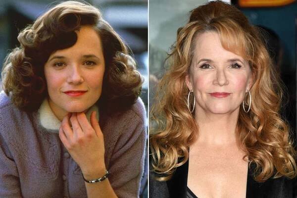 Lea Thompson as Lorraine Baines-McFly in 'Back to the Future'; Lea Thompson attends the NYC premiere of 'Zombieland: Double Tap' on Oct. 10, 2019