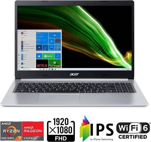 Nová Acer Aspire 5 Slim 15,6" FHD 8jádrová Ryzen 7 5700U 16GB 512GB SSD kamera Win 11