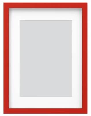 Červený obdélníkový rámeček na obraz s bílým vnitřním okrajem, moderní design. Ideální pro fotografie nebo umění, všestranné zobrazení.