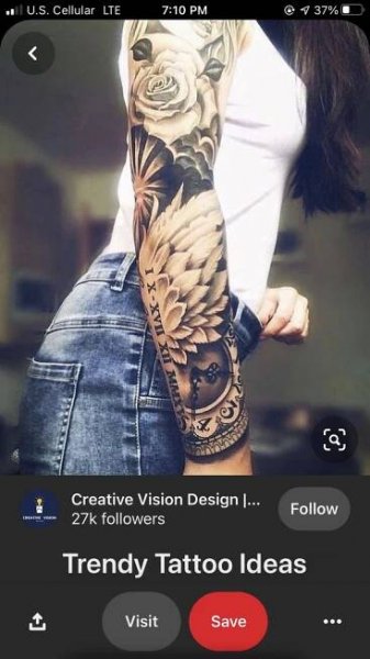 a woman with tattoos on her arm