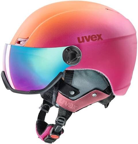 Dámská lyžařská helma Uvex Hlmt 400 Visor Style - pink-orange met mat