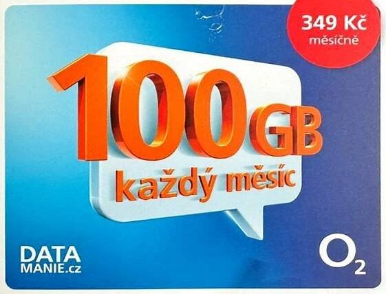 O2 DATAMANIE 100 GB karta-limitka,aktivní,349,-/30 dní + DOBITO 200,-! - Mobily a chytrá elektronika