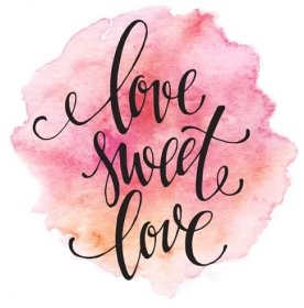 Plakát akvarel nápisy láska sladká láska. Vektorové ilustrace — Stockový vektor