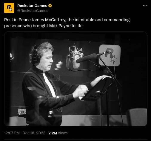 Rest in Peace James McCaffrey, the inimitable and commanding presence who brought Max Payne to life.