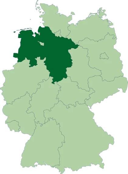 Kart som viser Niedersachsen.