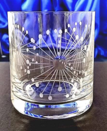 LsG-Crystal Skleničky broušené na Whisky dekor Pampeliška DV-077 290 ml 4 Ks.