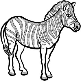 Omalovánka, obrázek Zebra - Zvířata - k vytisknutí, pro děti k vybarvení zdarma, online ke stažení a vytištění