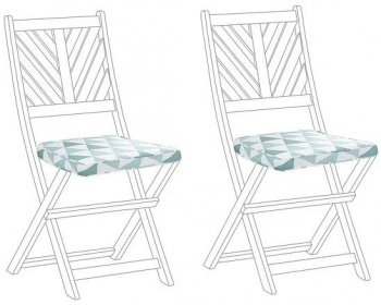 Sada 2 sedacích polštářů na zahradní židle vzor trojúhelníky modré/ bílé TERNI Beliani