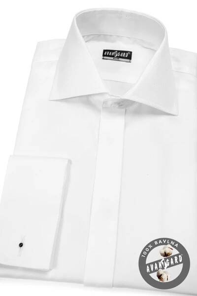14431 bila panska slim fit kosile na manzetove knoflicky kryta lega 110 156