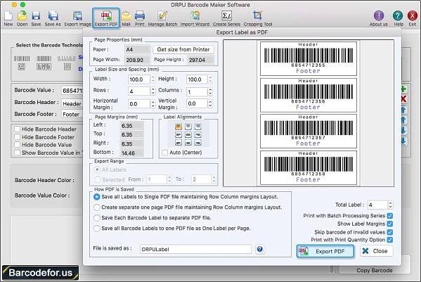 Export Label as PDF