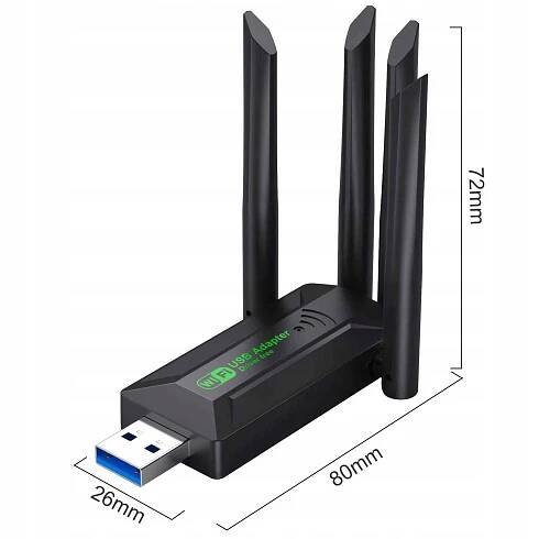 Síťová karta WI-FI Adaptér USB 3.0 DUAL 2 Antény 5GHz EXTERNÍ 1300Mbps EAN (GTIN) 5907190118735