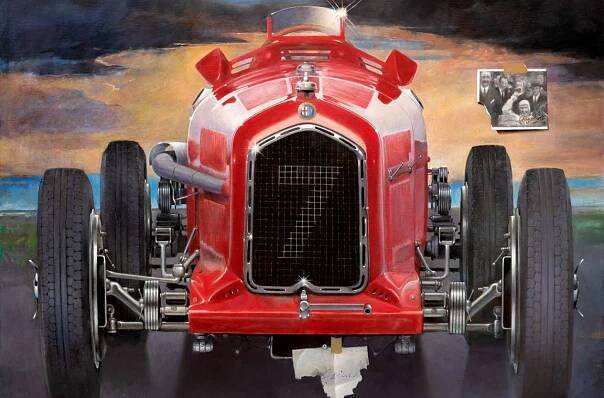 Obraz Theodora Pištěka jde do aukce s cenovkou několika milionů. Vzdává v něm hold tragicky zemřelé automobilové legendě