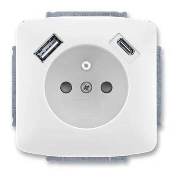 Zásuvka s USB nabíjením (USB-A+ USB-C), bezšroubová, 5569A-A32357 B, ABB, Tango, bílá (ABB, Tango, bílá)