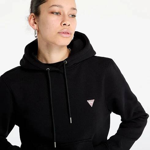 Dámské mikiny Guess JEANS Hood Reg Mini Triang Sweat Jet Black A996