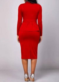 ROTITA Lapel Red Long Sleeve Two Piece Suit