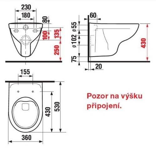 JIKA - LYRA Plus pack, závěsné WC Rimless + sedátko s poklopem slowclose, bílá (H8663840000001)