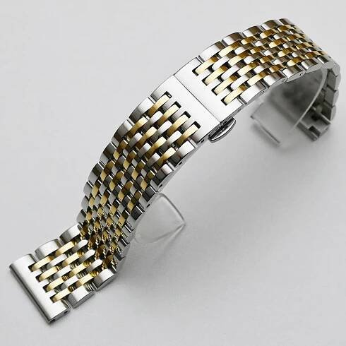Řemínek k hodinkám z nerezové oceli se zakřiveným koncem 18 mm 19 mm 20 mm 21 mm 22 mm Náhradní řemínek s motýlkovou sponou řemínek k hodinkám Náramek Stříbrné zlato