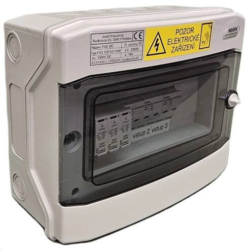 Elektrický rozvaděč pro FVE, 3 stringy, 1 svodič, 1000V DC