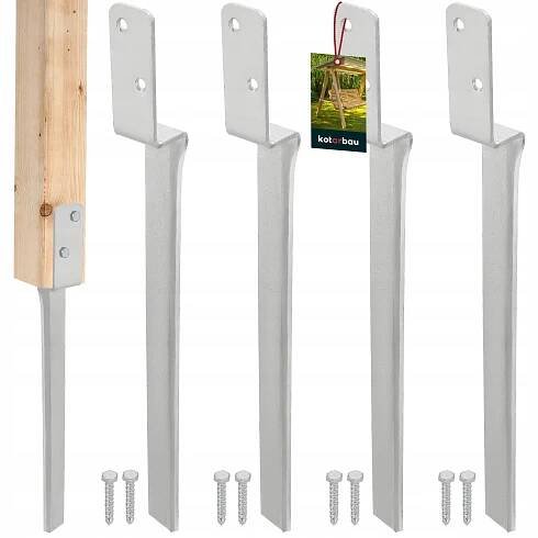 4x PODSTAVEC STABILIZAČNÍHO SLOUPKU PRO ZAPICHOVÁNÍ KOTVÍCÍ KOLÍK PODPĚRA 50 cm POZINK